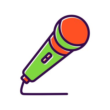 Mikrofon Doldurulmuş Vektör Simgesi Tasarımı