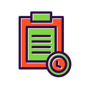 Saat Dolu Vektör Simgesi Tasarımı