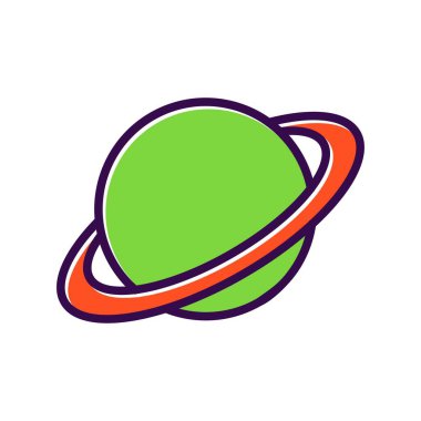 Satürn Dolu Vektör Simgesi Tasarımı