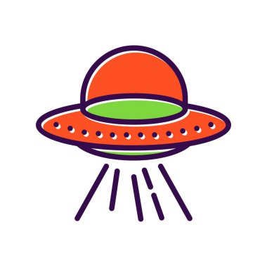 Ufo Doldurulmuş Vektör Simgesi Tasarımı