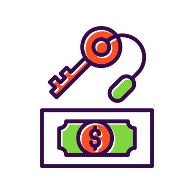 Ev Anahtarı Doldurulmuş Vektör Simgesi Tasarımı