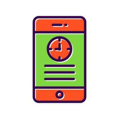 Saat Dolu Vektör Simgesi Tasarımı