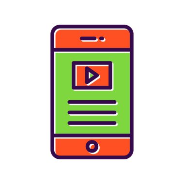 Video Doldurulmuş Vektör Simgesi Tasarımı