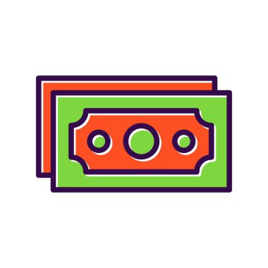 Dolarlar Doldurulmuş Vektör Simgesi Tasarımı