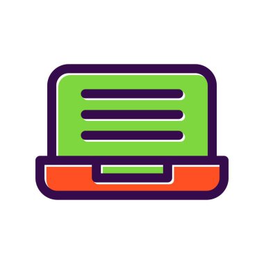 Laptop Doldurulmuş Vektör Simgesi Tasarımı