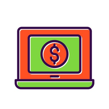 Laptop Doldurulmuş Vektör Simgesi Tasarımı