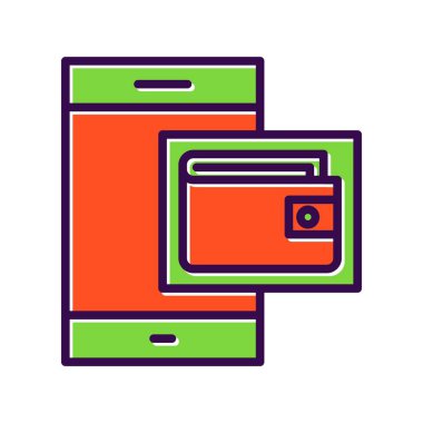  Cüzdan Doldurulmuş Vektör Simgesi Tasarımı