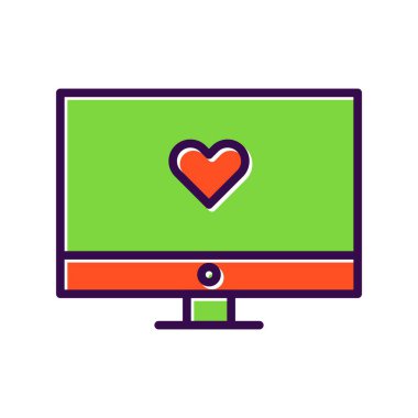 Monitör Dolu Vektör Simgesi Tasarımı