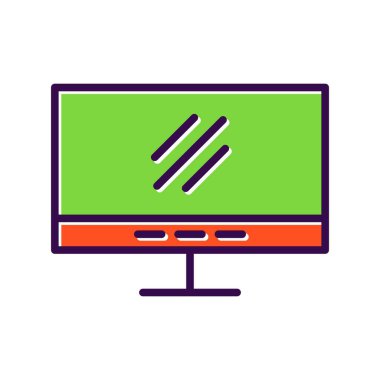 Monitör Dolu Vektör Simgesi Tasarımı