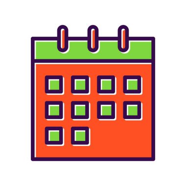 Takvim Doldurulmuş Vektör Simgesi Tasarımı