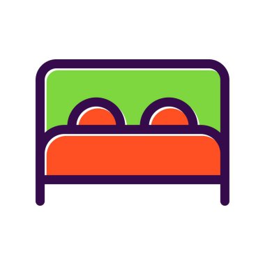  Yatak Dolu Vektör Simgesi Tasarımı
