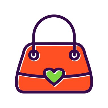 Kadın Torbası Doldurulmuş Vektör Simgesi Tasarımı
