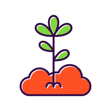 Filizler Doldurulmuş Vektör Simgesi Tasarımı