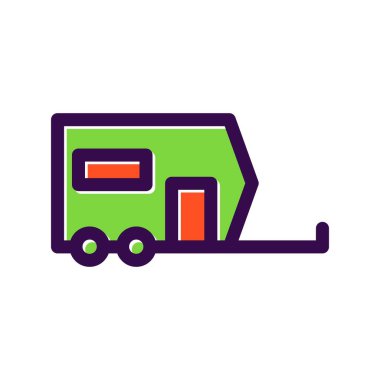 Kamp Minibüsü Vektör Simgesi Tasarımı