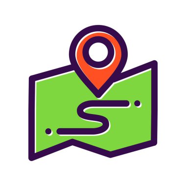 Harita Doldurulmuş Vektör Simgesi Tasarımı