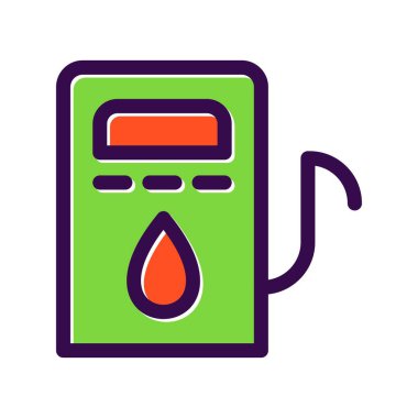 Benzin İstasyonu Dolu Vektör Simgesi Tasarımı