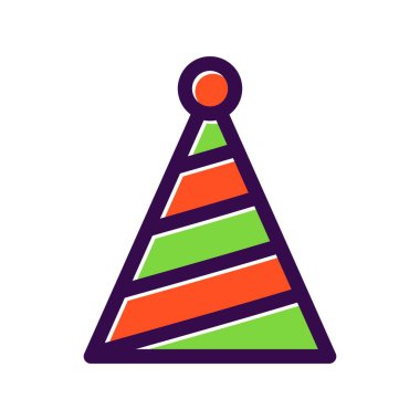 Parti Şapkası Doldurulmuş Vektör Simgesi Tasarımı