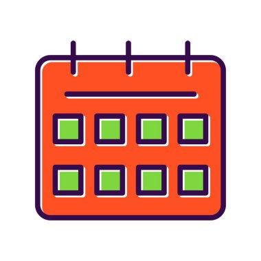  Takvim Doldurulmuş Vektör Simgesi Tasarımı