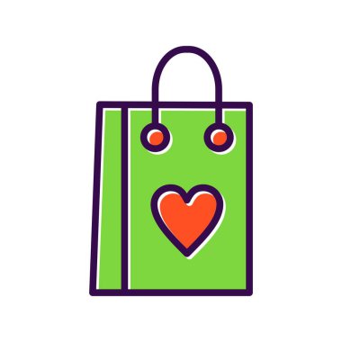 Aşk Çantası Doldurulmuş Vektör Simgesi Tasarımı