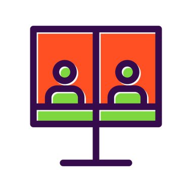 Çevrimiçi Toplantı Dolu Vektör Simgesi Tasarımı