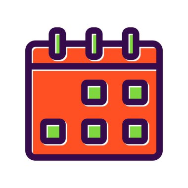 Takvim Doldurulmuş Vektör Simgesi Tasarımı
