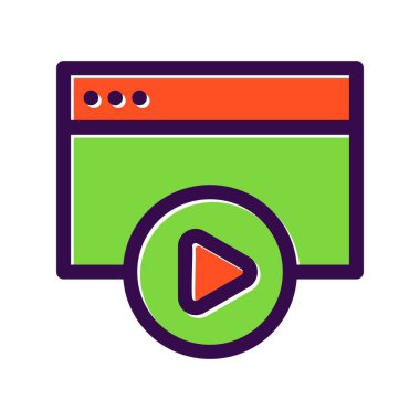 Web Videosu Doldurulmuş Vektör Simgesi Tasarımı