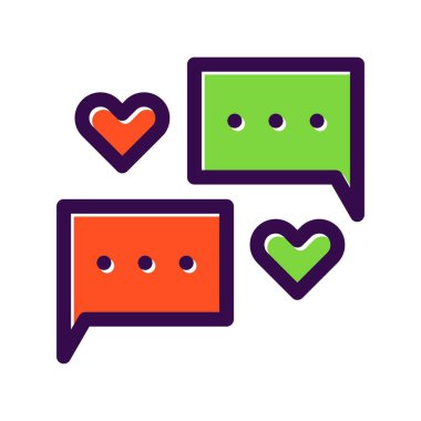 Aşk Sohbeti Dolu Vektör Simgesi Tasarımı