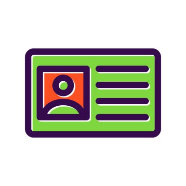 Kimlik Kartı Dolu Vektör Simgesi Tasarımı