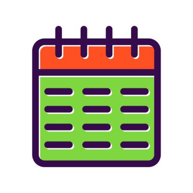 Takvim Doldurulmuş Vektör Simgesi Tasarımı