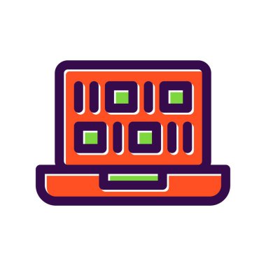 İkili Kod Doldurulmuş Vektör Simgesi Tasarımı