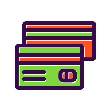 Kredi Kartı Dolu Vektör Simgesi Tasarımı