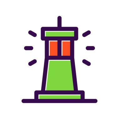 Işık Evi Dolu Vektör Simgesi Tasarımı