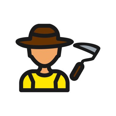 Çiftçi Doldurulmuş Vektör Simgesi Tasarımı