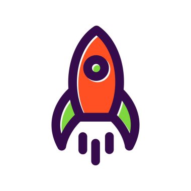 Roket Doldurulmuş Vektör Simgesi Tasarımı