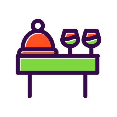 Catering Dolu Vektör Simgesi Tasarımı