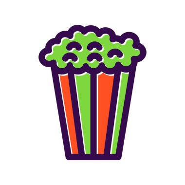 Patlamış Mısır Doldurulmuş Vektör Simgesi Tasarımı