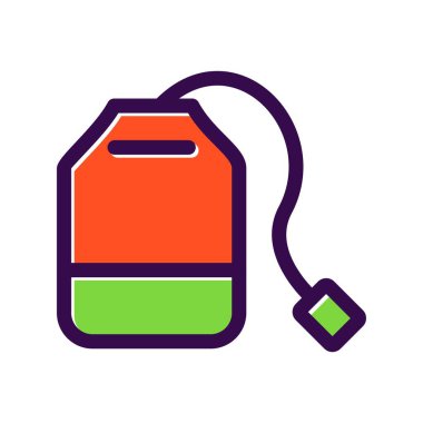 Çay Torbası Doldurulmuş Vektör Simgesi Tasarımı