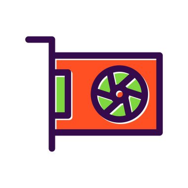 Vga Kartı Dolu Vektör Simgesi Tasarımı