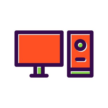 Çalışma İstasyonu Dolu Vektör Simgesi Tasarımı