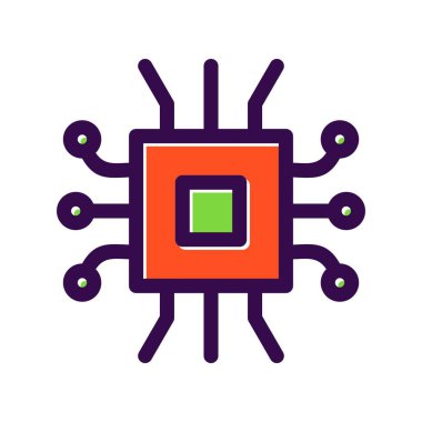 İşlemci Doldurulmuş Vektör Simgesi Tasarımı