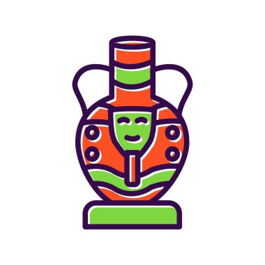 Mısır Vazosu Dolu Vektör Simgesi Tasarımı