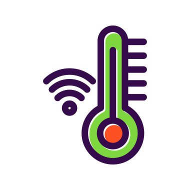 Termometre Doldurulmuş Vektör Simgesi Tasarımı
