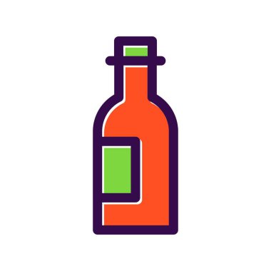 Şarap Şişesi Doldurulmuş Vektör Simgesi Tasarımı