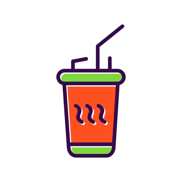 Disposable Tea Cup Filled Vector Icon Design - Stok Vektor