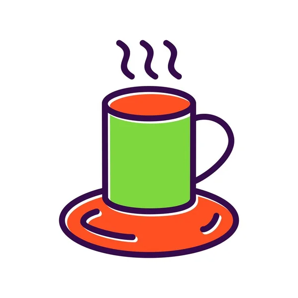 Café Com Bandeja Enchido Vector Icon Design — Vetor de Stock