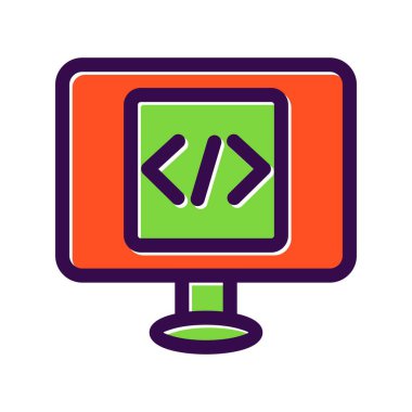 Kodlama Doldurulmuş Vektör Simgesi Tasarımı