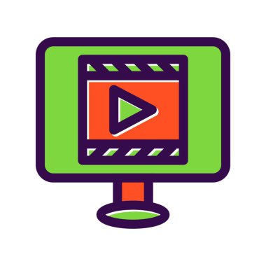 Video Doldurulmuş Vektör Simgesi Tasarımı