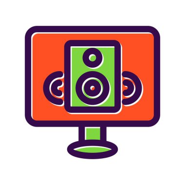 Hoparlör Dolu Vektör Simgesi Tasarımı