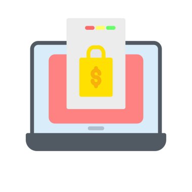 Çevrimiçi Alışveriş Düz Vektör Simgesi Tasarımı