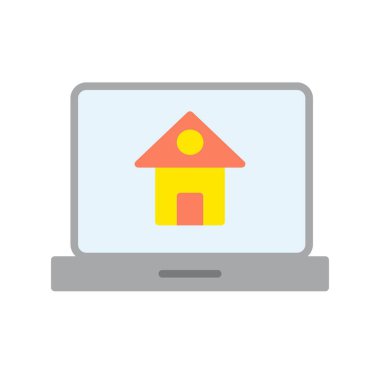 Laptop Düz Vektör Simgesi Tasarımı